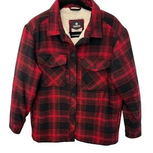 Dravus Cairn‎ Size Large Flannel Red & Black Sherpa Lined Button Front Jacket